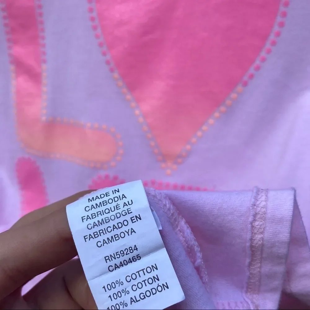 LOVE Light Pink Graphic T-shirt Sz L 10/12